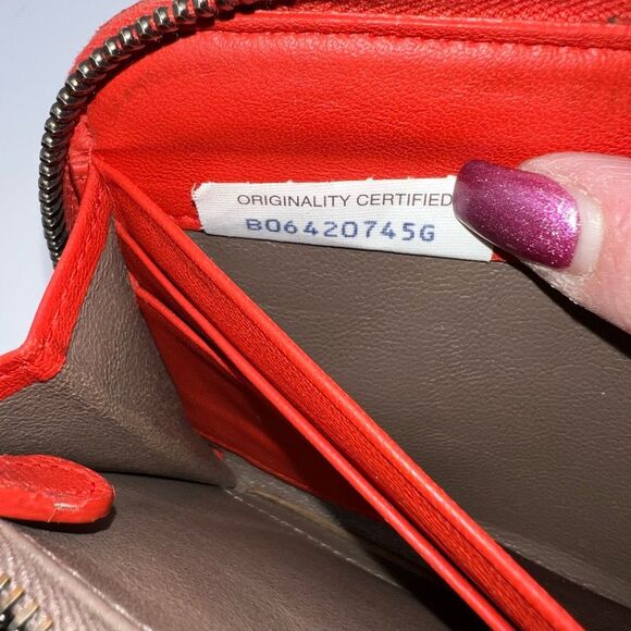 Bottega Veneta Red/Orange Intrecciato Woven Nappa Leather Zip Around Wallet - Picture 12 of 12